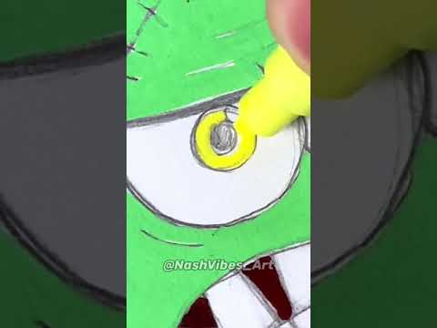 Drawing SpongeBob as Frankenstein with Posca Markers! Halloween Art (#Shorts)